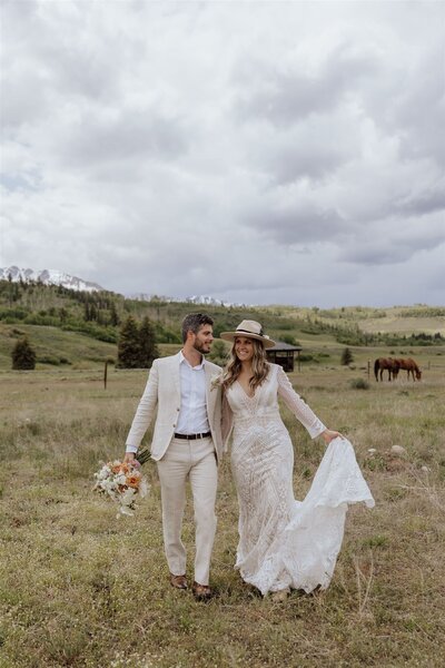 floral ceremony piece on a mountaintop