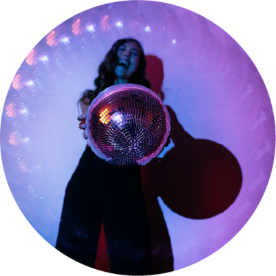 Rihanon holding disco ball