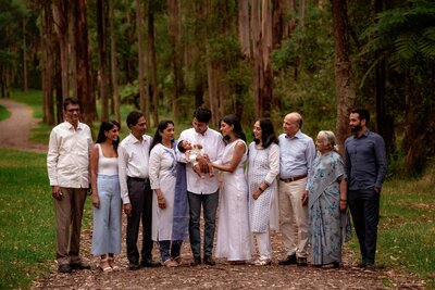 Extended family photo taken at Alfred Nicholas Gardens