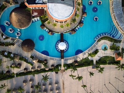 Ariel Drone photo of the pool at a San Diego Resort