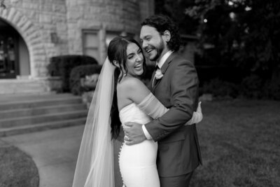 Couple embracing by orlando wedding photographer and videographer