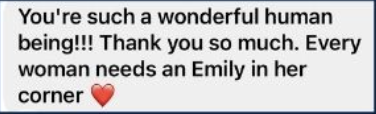 Review from client expressing gratitude for profound personal transformation and emotional freedom.