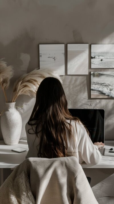 girl sitting at desk working