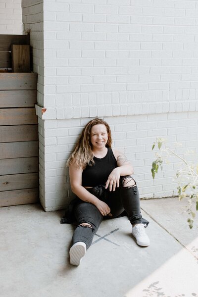woman sitting outside