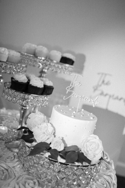 Dessert table at wedding with cake and cupcakes — Madison Abernathy Photo