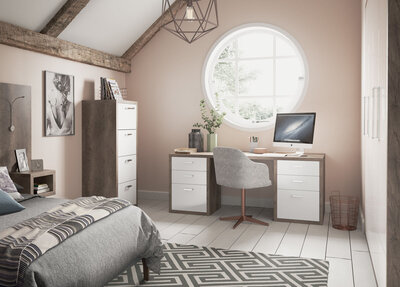 Home Office Dark Oak & Gloss White Main 1-medium