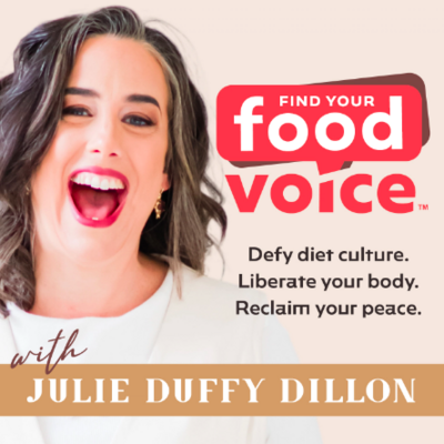 Find Your Food Voice podcast cover featuring a smiling woman
