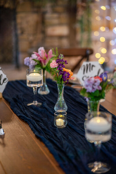 dining table set up for a wedding reception