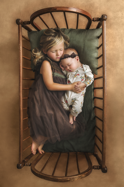 Sisters-in-a-Crib-sleeping-together-Fine-Art-Style