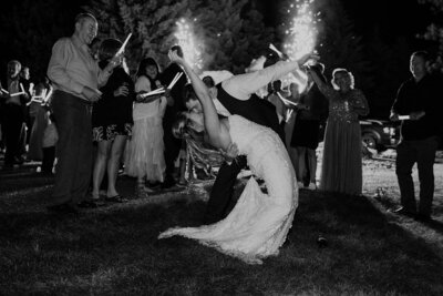 Sparkler exit at Montana Wedding - Colby and Valerie Photography