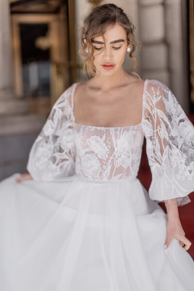 Wedding Dress Model in the streets of New York