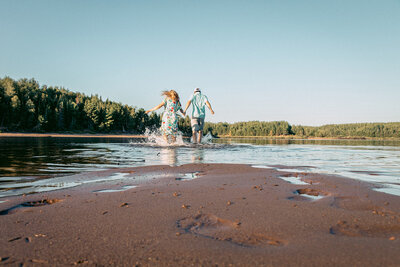 A couple during a golden hour lake life session, captured in Krop Kreative's candid style—Lake Geneva lifestyle photography.