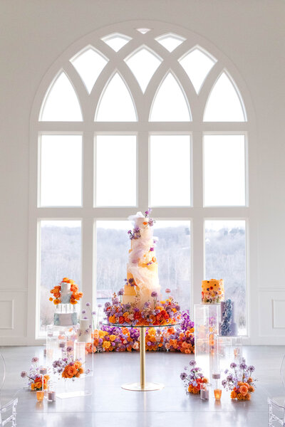 large display of wedding cakes 