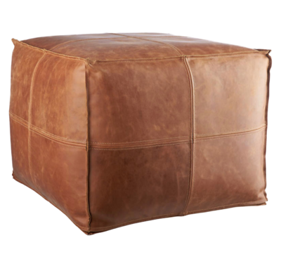 Leather Square Pouf 