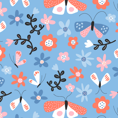 Butterfly floral pattern designed by Jen Pace Duran of Pace Creative Design Studio