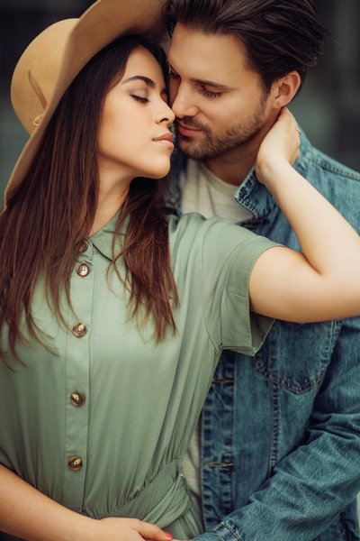 Couple Holding Each Other For Engagement Photography