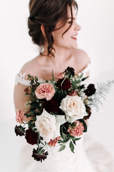 Deep and moody bridal bouquet by Boston Florist Prose Florals