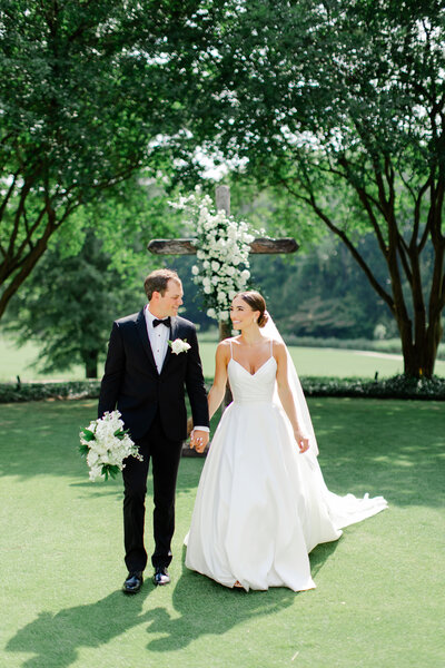 Bride and groom on their wedding day in Auburn AL