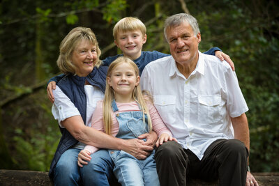 Grandparents with grandchildren  in family portrait