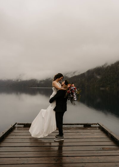 cinematic adventure elopement in Banff  at Lake Louise by danielle boulger photography, banff elopement photographer