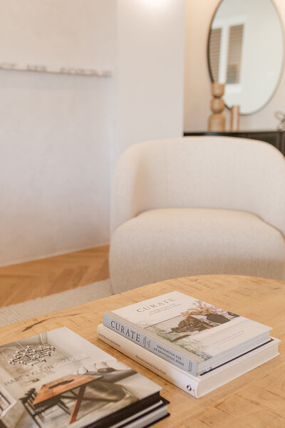 Coffee table with books