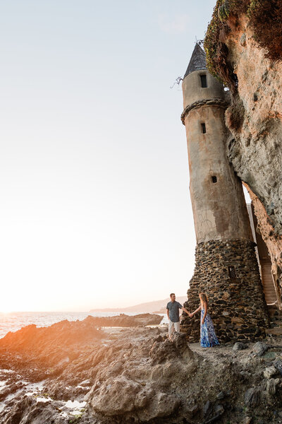 Engagement photos at Pirate Tower in Laguna Beach