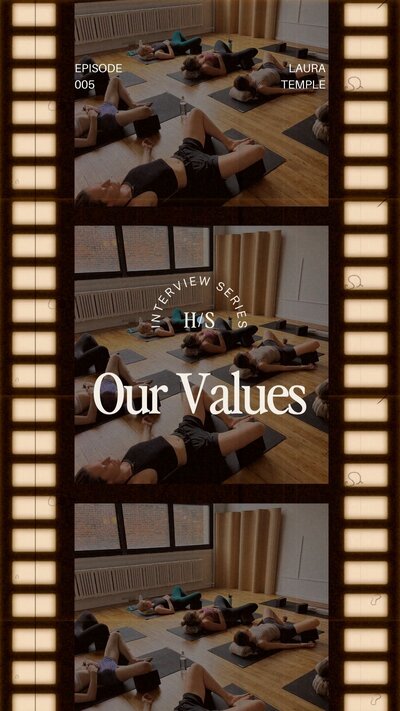 Film strip with "Our Values" written on it