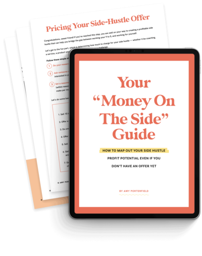 iPad mockup of free guide, Your Money on the Side - side hustle ideas 2023