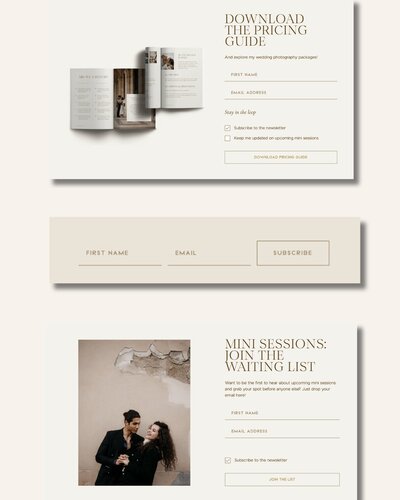 Flodesk signup forms for wedding photographers