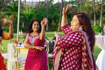 Wedding guests dancing at a reception 