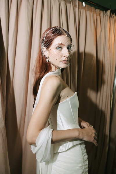 Bubble hem gown with cowboy boots