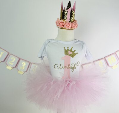 Princess tutu and shirt with personalized crown