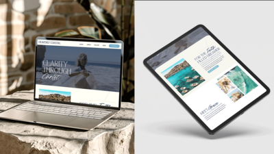 Coastal website design on ipad