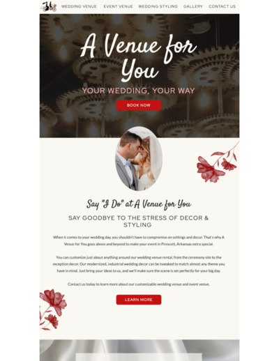 Photo of a website for an event venue designed by Hummingbird Media.