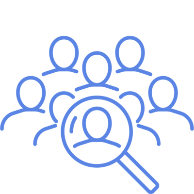 Magnifying glass symbolizing tailored workforce solutions for your project needs.