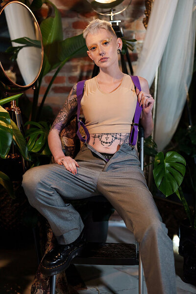 Androgynous styled boudoir photoshoot