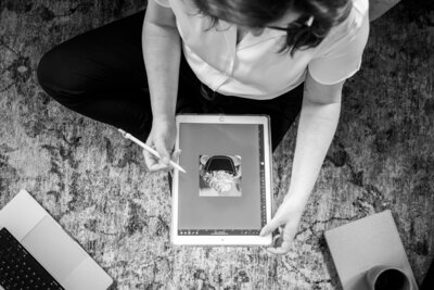 Black and white image of custom brand identity and logo design by Grassroots Creative Company, tailored for health and wellness businesses.