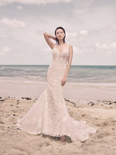 Crepe Sheath Wedding Dress. What's your brand of glam? Your sultriest of statements? Your chicest confidence booster? Play up your best assets in this sexy + unique sheath crepe wedding dress.
