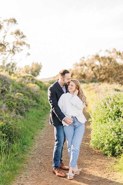 marin headlands engagement photo in garden   SF bay area