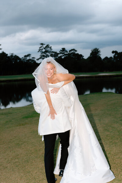 A documentary photo of a couple under the brides veil at Spring grove Ranch in Appomattox Virginia