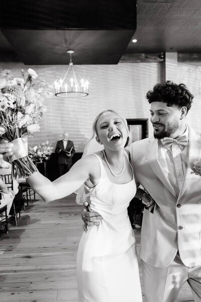 celebration after wedding ceremony big smiles