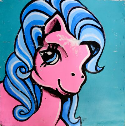 Brent Ray Fraser My Little Pony Penis Unicorn Back of Trump Gag Portrait Penis Painting 2016 - 03
