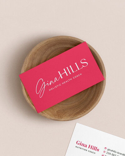 gina hills logo on business cards