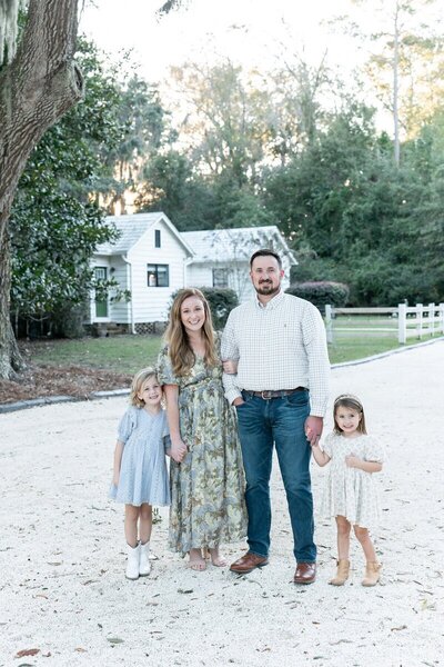 Family photography outside Savannah, Georgia farmhouse
