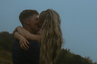 Wedding couple running around at their wedding in St.James Missouri 