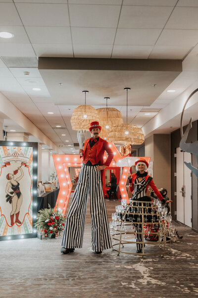 Circus entertainers at a party planned by Fancy Chancey in San Diego CA