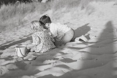 children playing at beach
