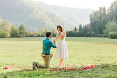 Couple shows family the ring Proposal in Coeur d'Alene