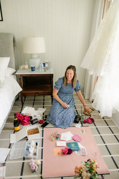 Brittany Thomas styling a wedding invitation suite