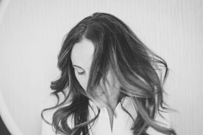 black and white image woman posing